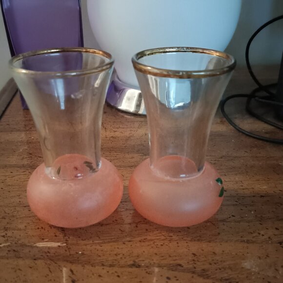 2 4" Vintage Hand Painted Glass Vases - Picture 2 of 4